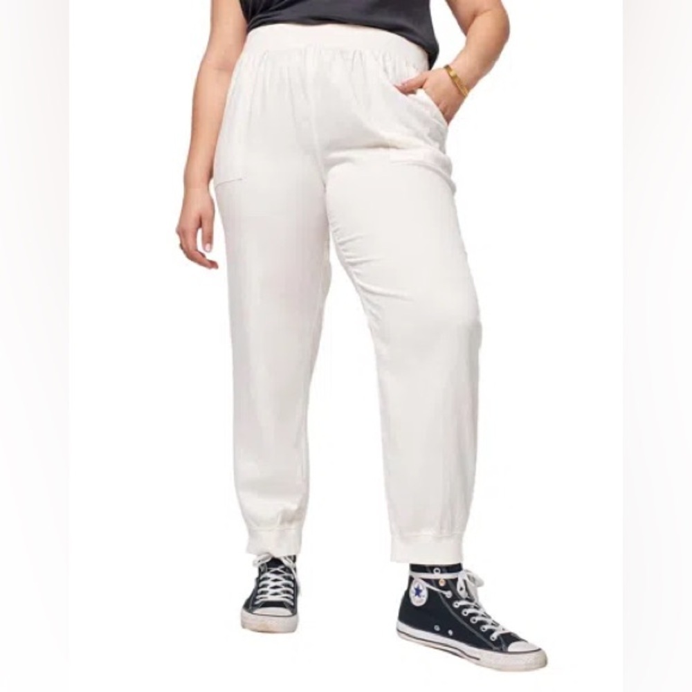 Faherty Arlie Day Pant Jogger Linen Cotton White Women's XXL Sustainable Coastal